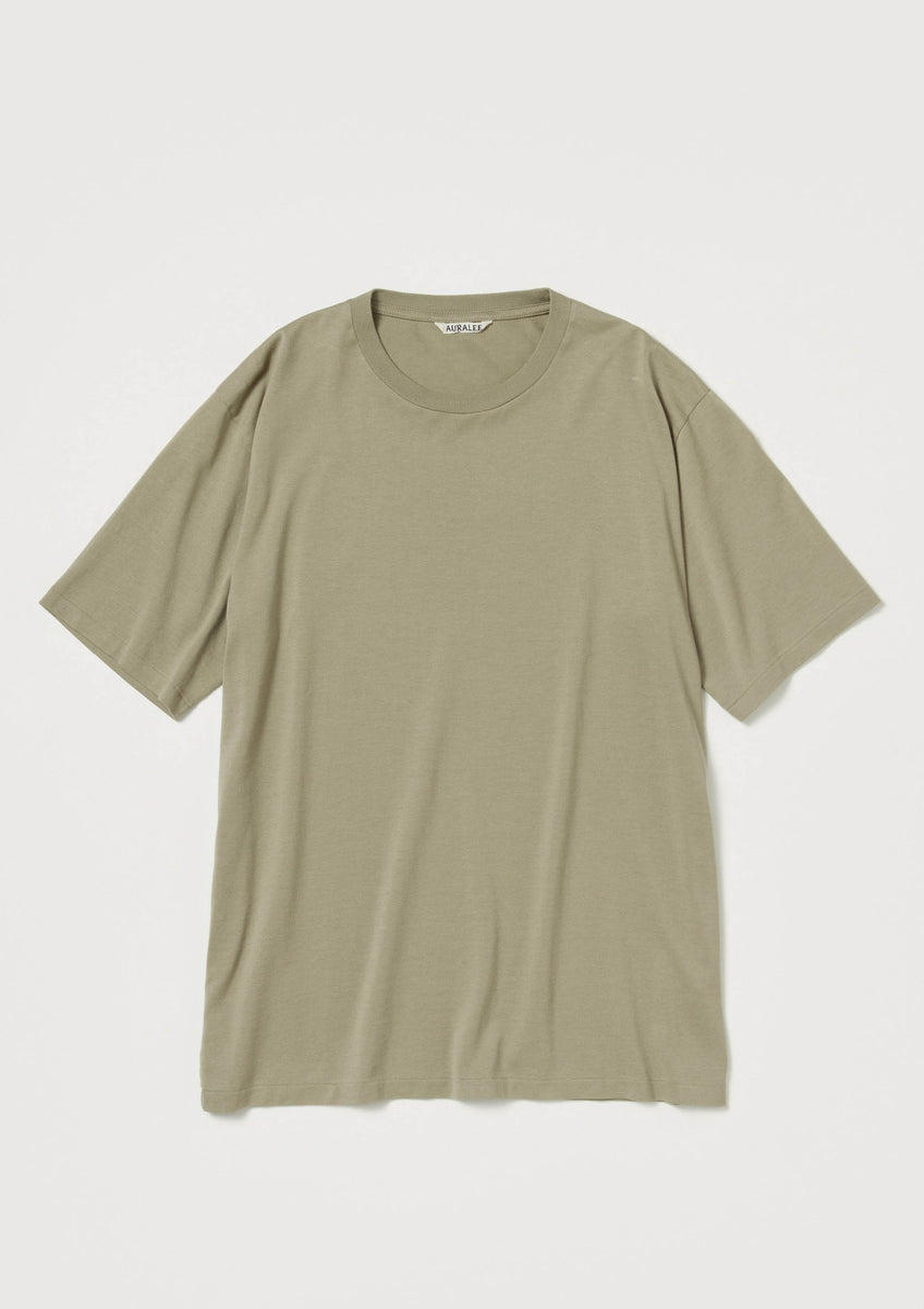 AURALEE - LUSTER PLAITING TEE KHAKI GREY – SOLAR MTP