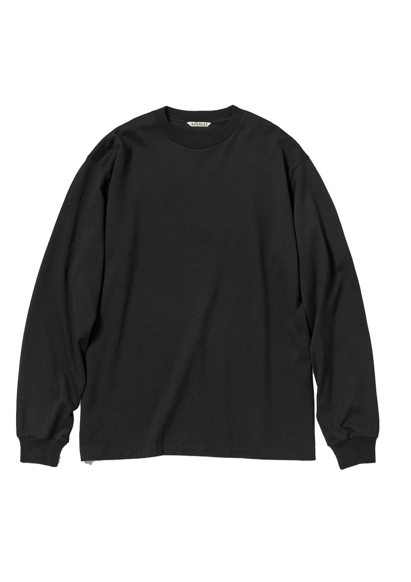 AURALEE - LUSTER PLAITING L/S TEE BLACK