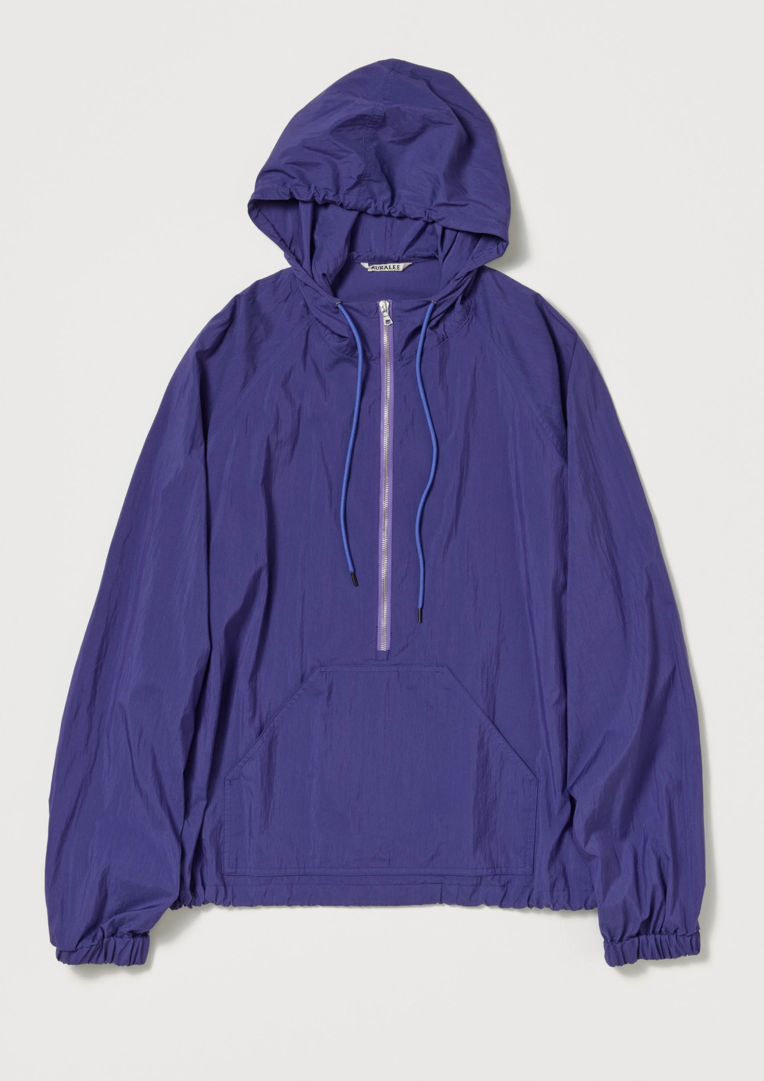 AURALEE - WASHED COTTON NYLON WEATHER HOODED ZIP P/O PURPLE